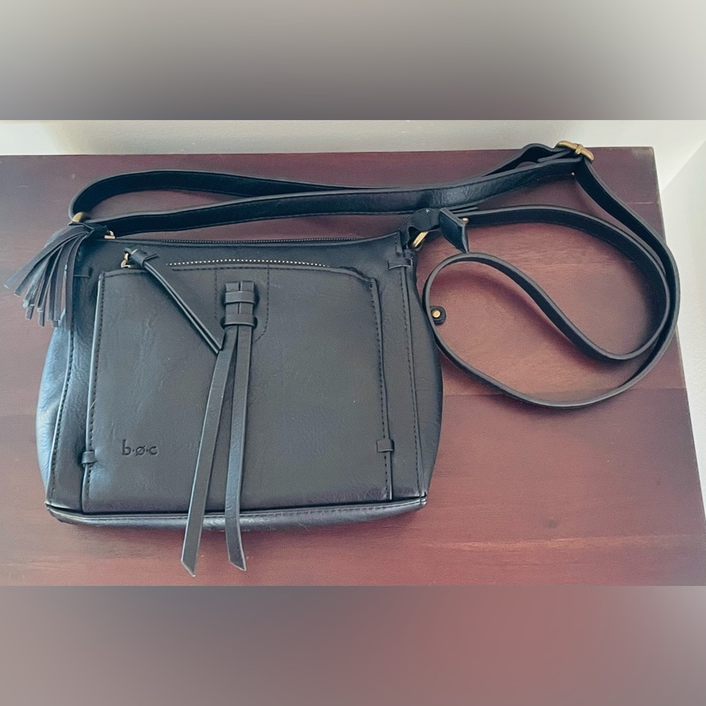 Black B.O.C. Crossbody Bag with Tassel Details Adjustable Strap In‎ EUC